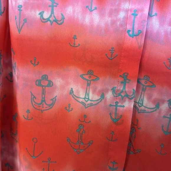 LAmour Womens Anchor Sheer Open Back Button Front - Picture 2 of 8